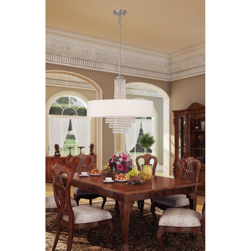 Livex Carlisle 5 Light Pendant, Nickel/Off White Hardback - 51037-91