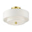 Livex Meridian 2 Light 40W Semi Flush, Satin Brass/Off-White