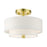 Livex Meridian 2 Light 60W Semi Flush, Satin Brass/Off-White - 51043-12