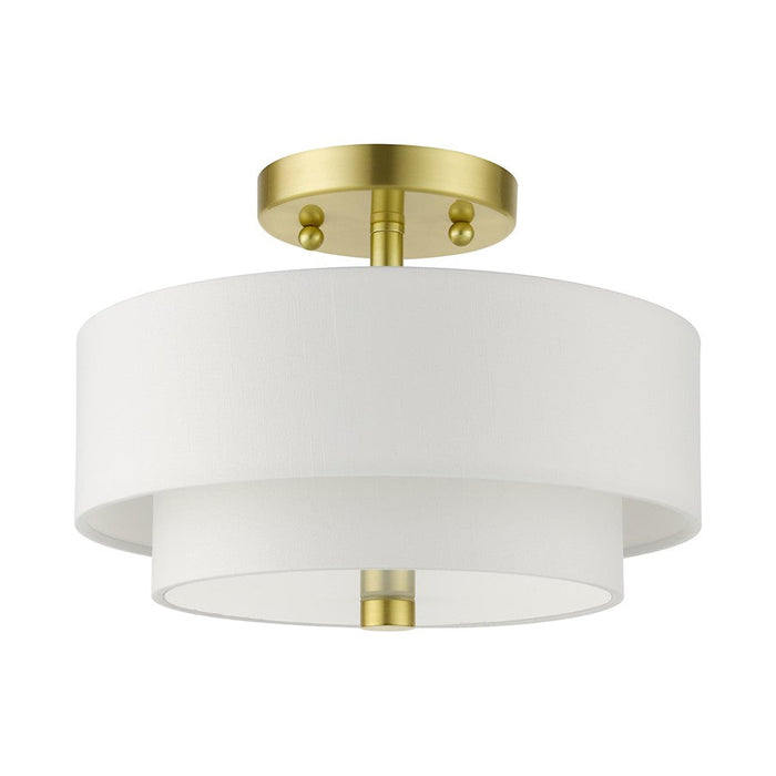 Livex Meridian Semi Flush, Satin Brass/Off-White