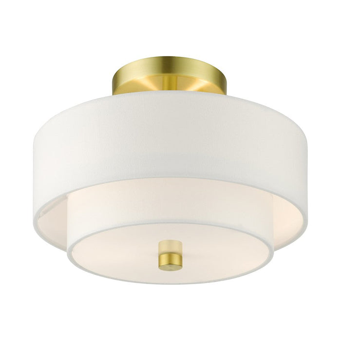 Livex Meridian Semi Flush, Satin Brass/Off-White