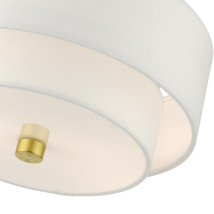 Livex Meridian Semi Flush, Satin Brass/Off-White