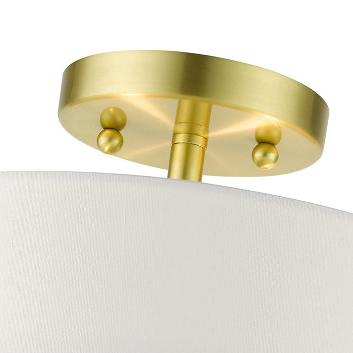 Livex Meridian Semi Flush, Satin Brass/Off-White