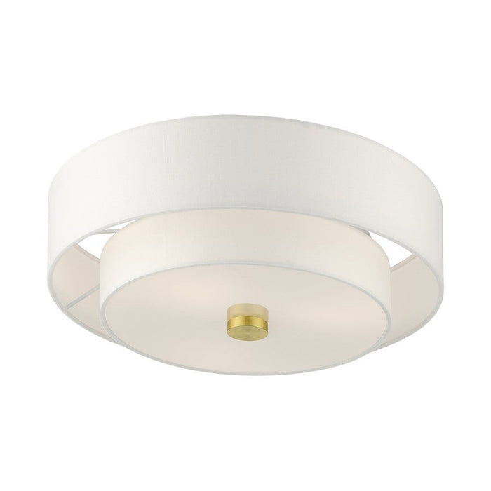 Livex Meridian Semi Flush, Satin Brass/Off-White