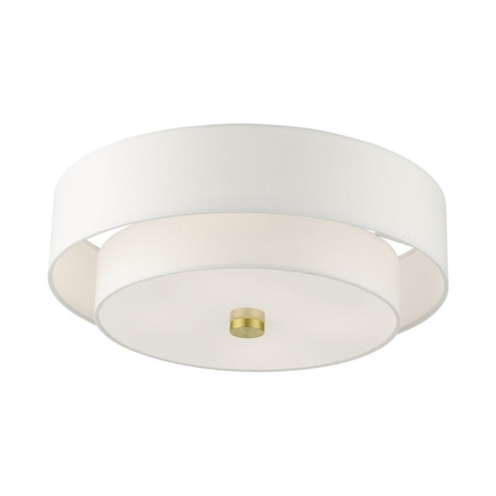 Livex Meridian Semi Flush, Satin Brass/Off-White