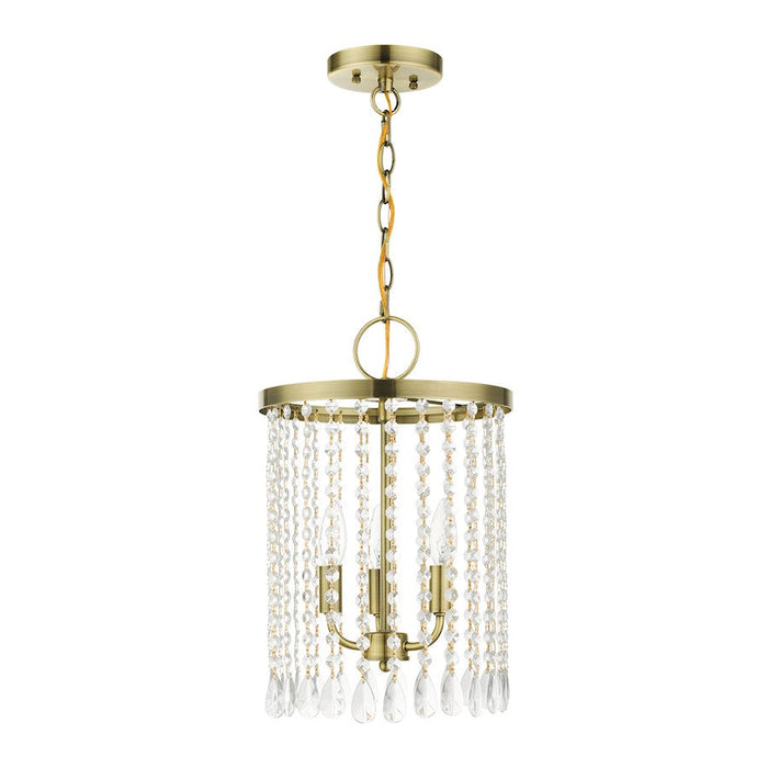 Livex Elizabeth 3 Light Pendant Chandelier, Antique Brass - 51060-01