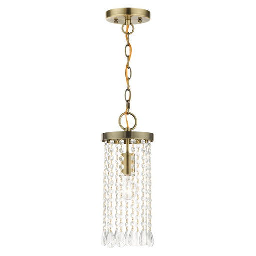 Livex Elizabeth 1 Light Mini Pendant, Antique Brass - 51062-01