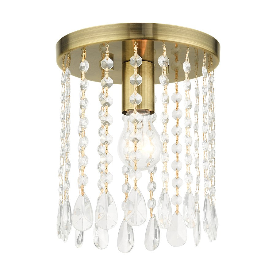 Livex Elizabeth 1 Light Petite Flush Mount, Antique Brass - 51066-01