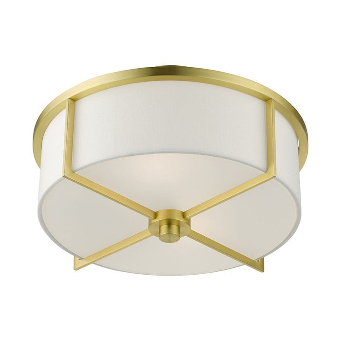 Livex Wesley 2 Light Semi Flush, Satin Brass/Hand Crafted Hardback