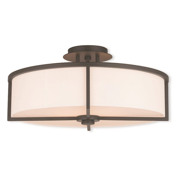 Livex Wesley 4 Light Ceiling Mount, Bronze/Off-White Hardback - 51075-07