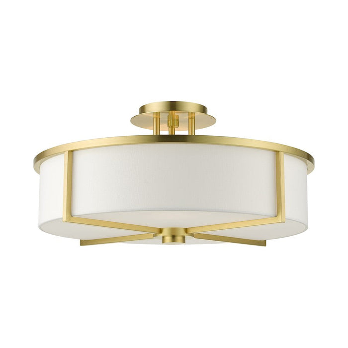 Livex Wesley 4 Light Semi Flush Mount, Satin Brass - 51075-12