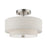 Livex Meridian 2 Light 11" Semi-Flush, Nickel/Oatmeal/White Fabric - 51082-91