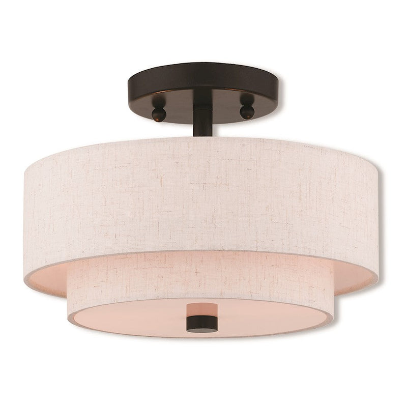 Livex Lighting Claremont 2 Light Flush Mount, English Bronze