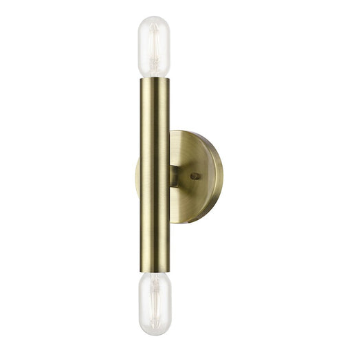 Livex Copenhagen 2 Light ADA 9.8" Wall Sconce, Antique Brass - 51132-01