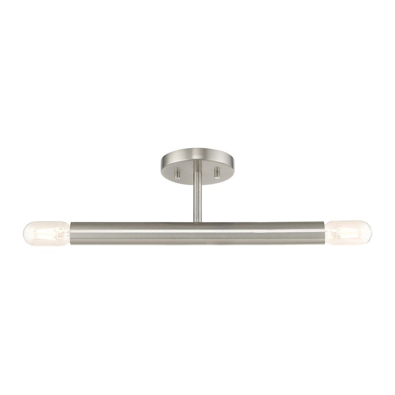 Livex Copenhagen 2 Light Semi-Flush Mount, Brushed Nickel