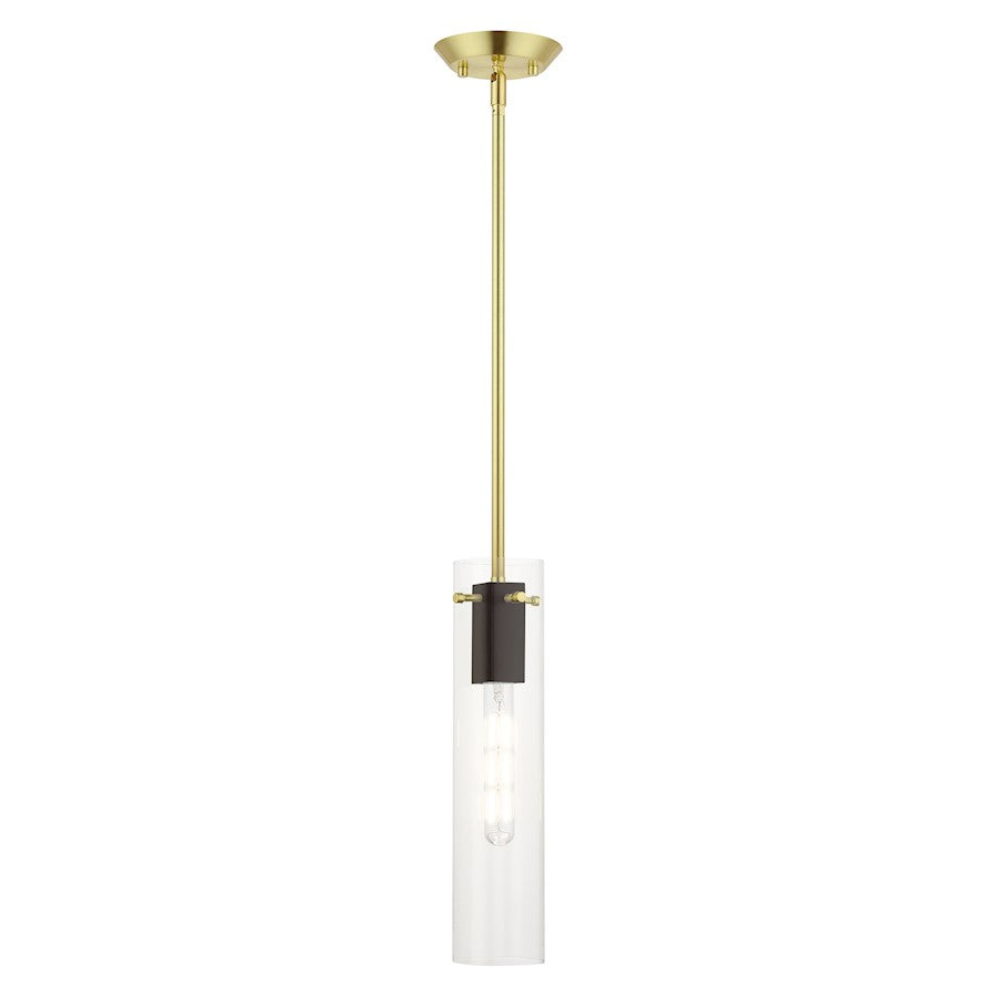 Livex Beckett 1 Light Pendant, Satin Brass - 51160-12