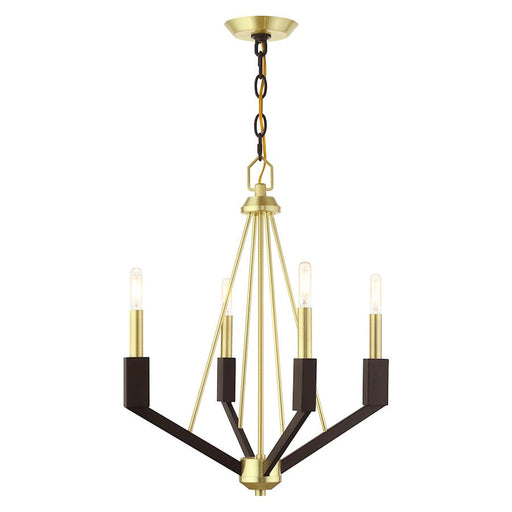 Livex Beckett 4 Light Mini Chandelier, Satin Brass - 51164-12