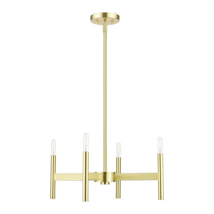 Livex Copenhagen 4 Light Chandelier, Satin Brass - 51174-12