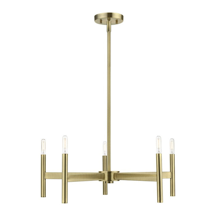 Livex Copenhagen 5 Light Chandelier, Antique Brass - 51175-01