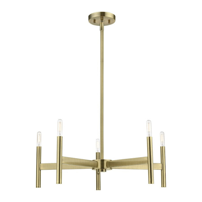 Livex Copenhagen 5 Light Chandelier, Antique Brass