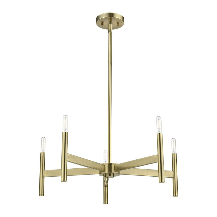 Livex Copenhagen 5 Light Chandelier, Antique Brass