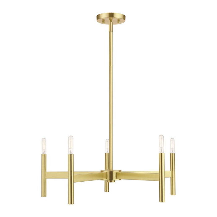 Livex Copenhagen 5 Light Chandelier, Satin Brass - 51175-12