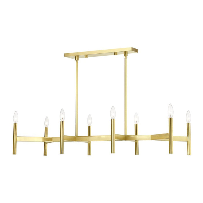 Livex Copenhagen 8 Light Linear Chandelier, Satin Brass - 51178-12