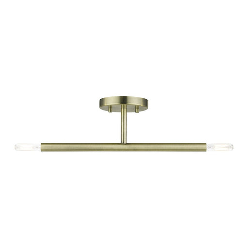 Livex Copenhagen 2 Light Candelabra Semi-Flush Mount, Antique Brass - 51179-01