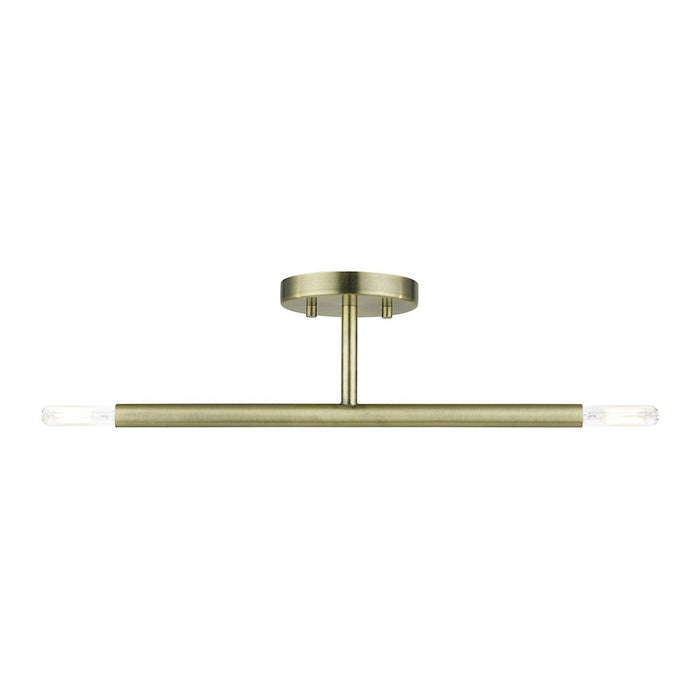 Livex Copenhagen 2 Light Candelabra Semi-Flush Mount, Antique Brass - 51179-01