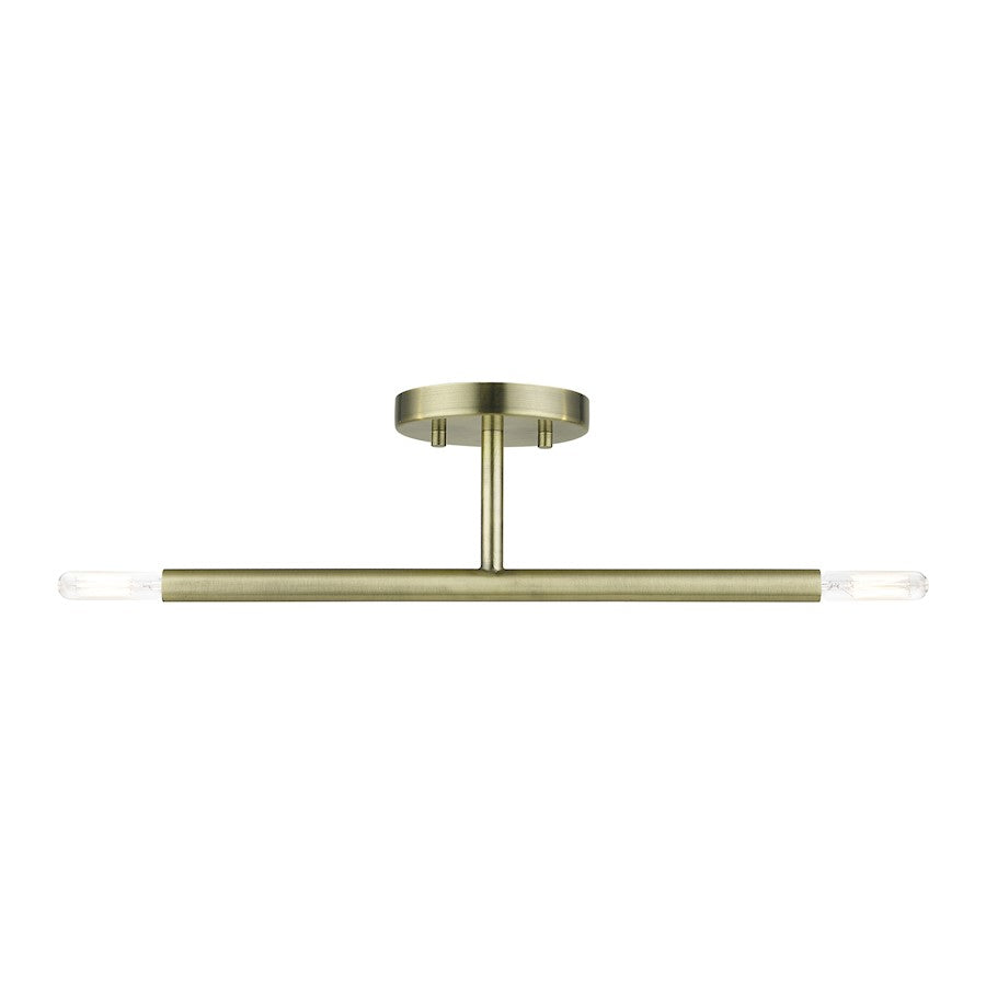 Livex Copenhagen 2 Light Candelabra Semi-Flush Mount, Antique Brass - 51179-01