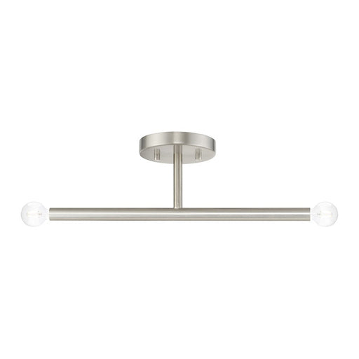 Livex Copenhagen 2 Light Candelabra Semi-Flush Mount, Brushed Nickel - 51179-91