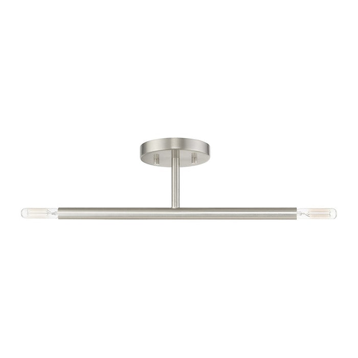 Livex Copenhagen 2 Light Candelabra Semi-Flush Mount, Brushed Nickel