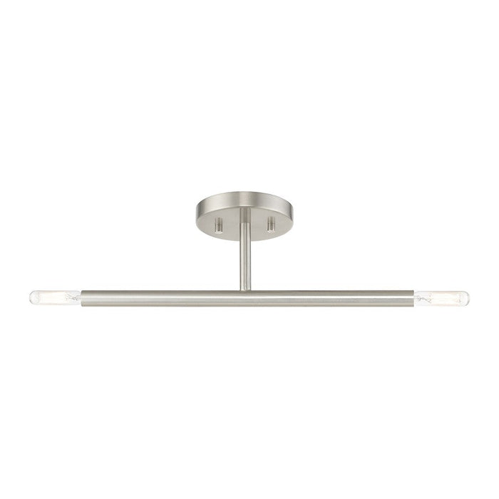 Livex Copenhagen 2 Light Candelabra Semi-Flush Mount, Brushed Nickel