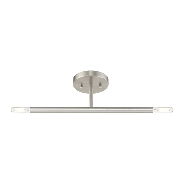 Livex Copenhagen 2 Light Candelabra Semi-Flush Mount, Brushed Nickel