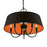 Livex Palma 5 Light Pendant Chandelier, Black/Orange Fabric