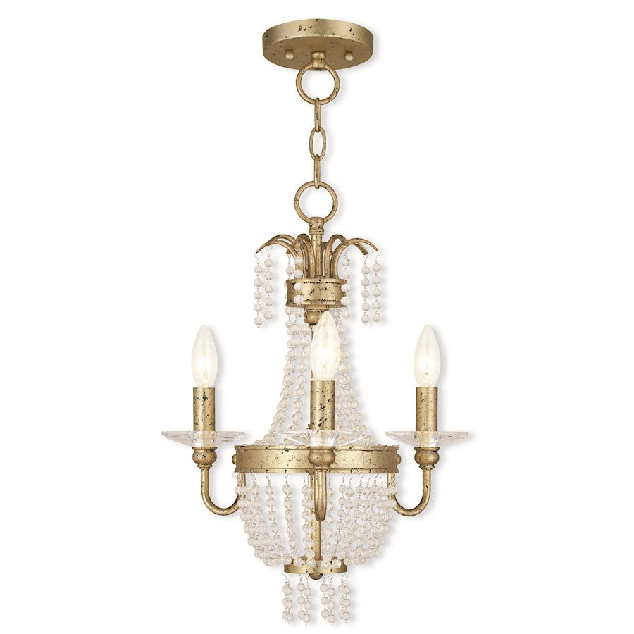 Livex Valentina 3 Light Convertible Mini Chand/Ceiling, Gold/Crystals - 51843-28