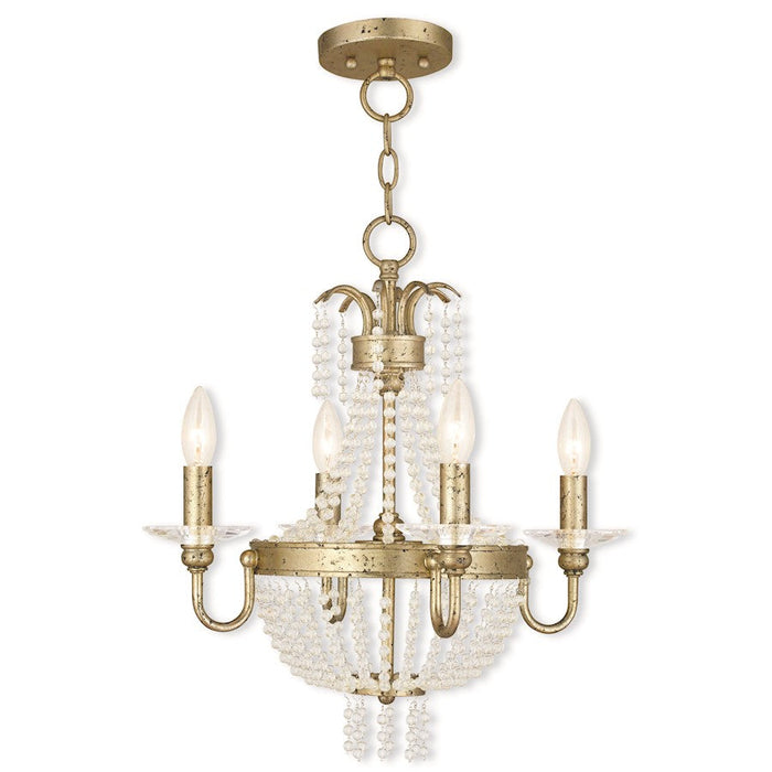 Livex Valentina 4 Light Convertible Mini Chand/Ceiling, Gold/Crystals - 51844-28