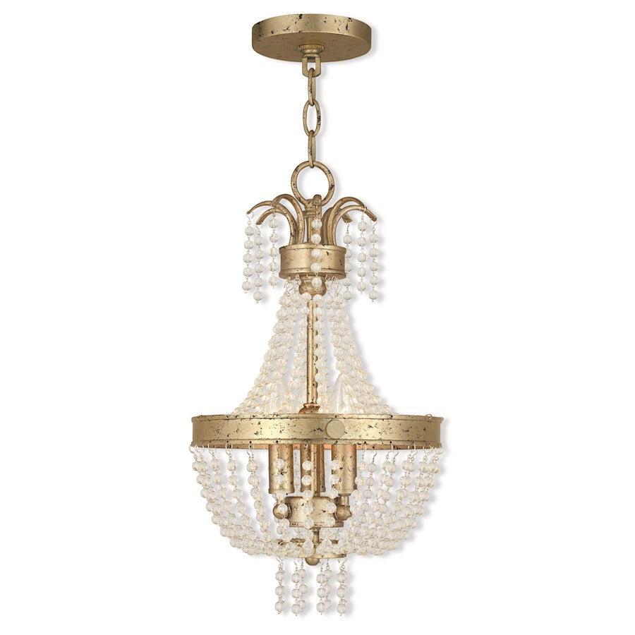 Livex Valentina 3 Light Pendant, Winter Gold/Clear Crystals - 51853-28