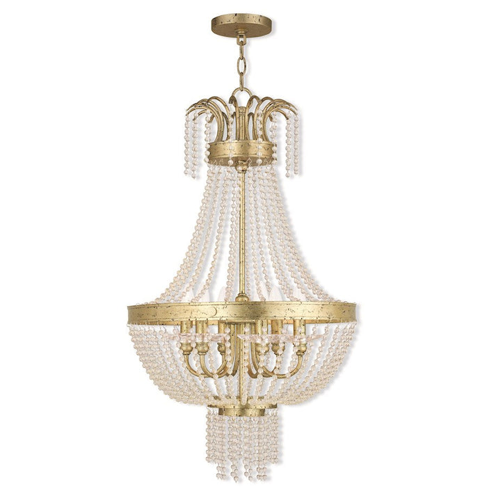 Livex Valentina 6 Light Pendant, Winter Gold/Clear Crystals - 51856-28