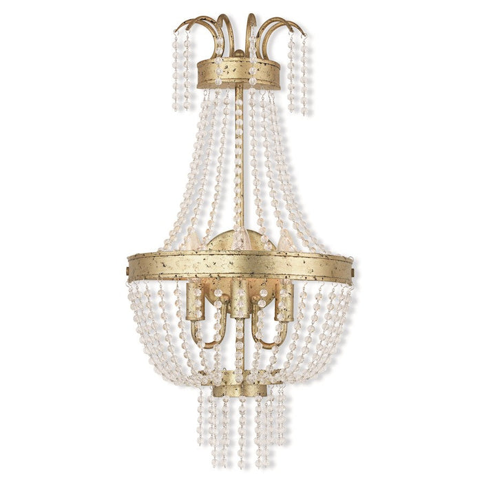 Livex Valentina 3 Light Sconce, Winter Gold/Clear Crystals - 51874-28