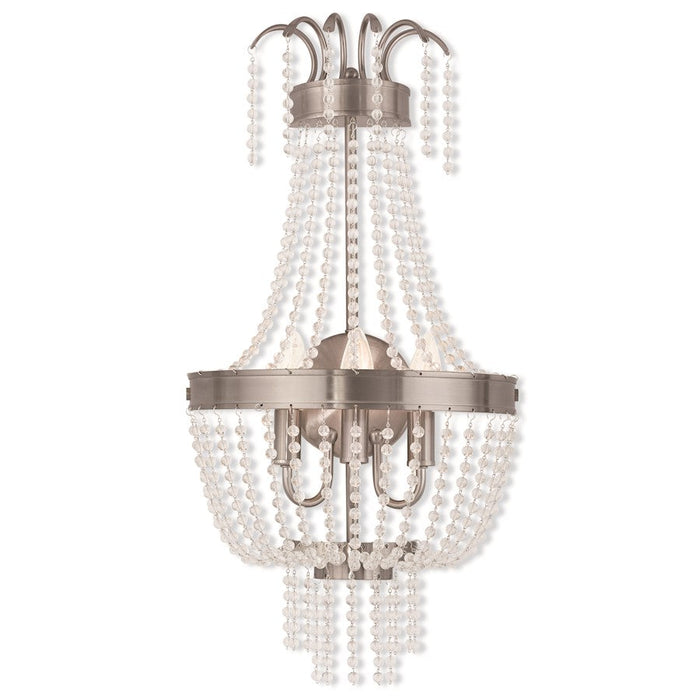 Livex Valentina 3 Light Wall Sconce, Brushed Nickel/Clear Crystals - 51874-91