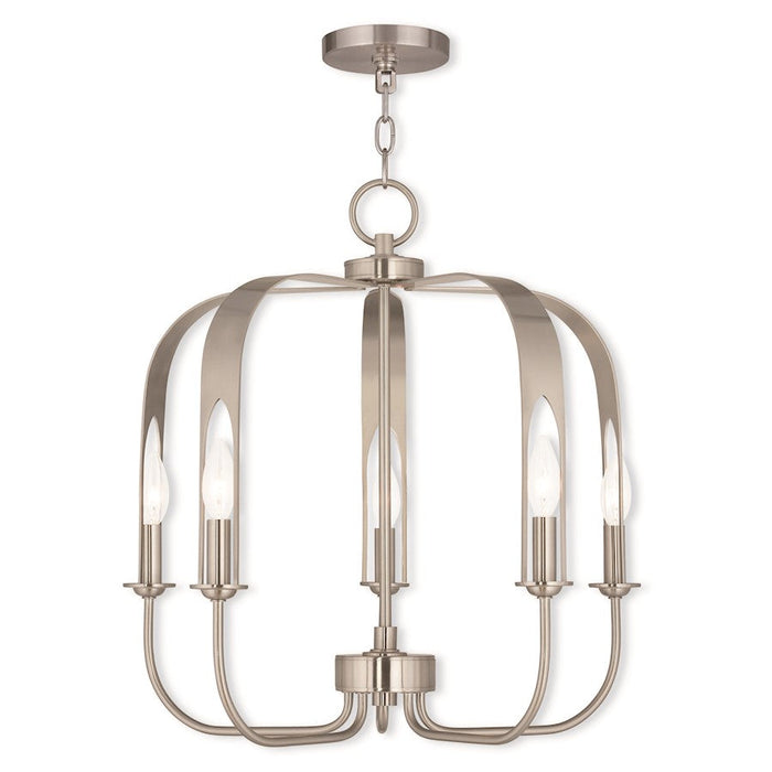 Livex Addison 5 Light Chandelier, Brushed Nickel - 51935-91