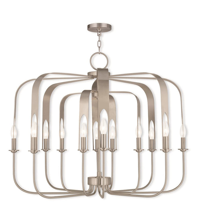 Livex Addison 12 Light Chandelier, Brushed Nickel - 51939-91