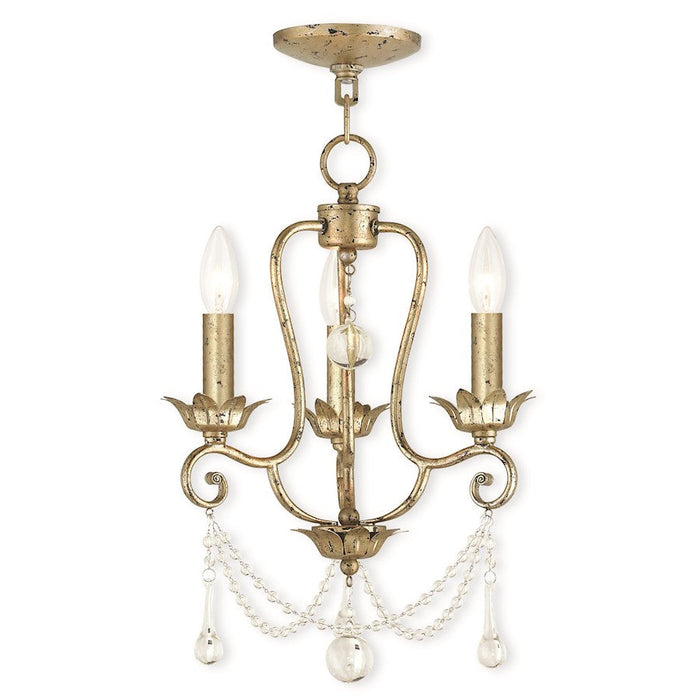 Livex Sophia 3 Light Mini Chandelier, Hand Applied Winter Gold - 51953-28