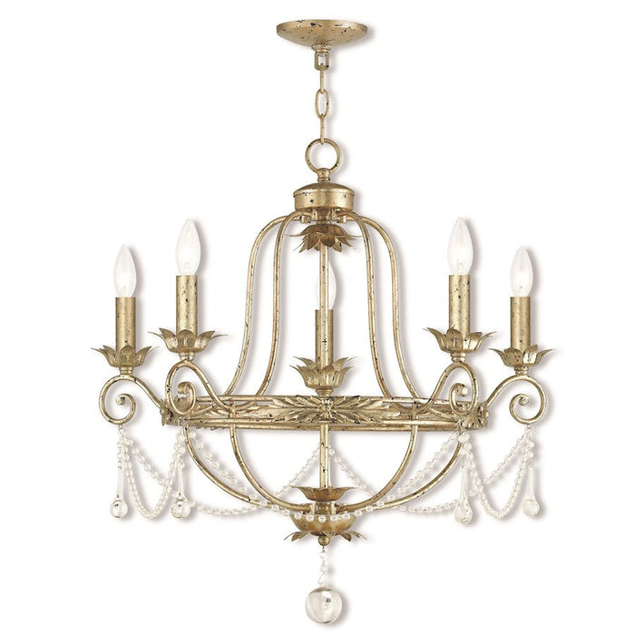 Livex Sophia 5 Light Chandelier, Hand Applied Winter Gold - 51955-28