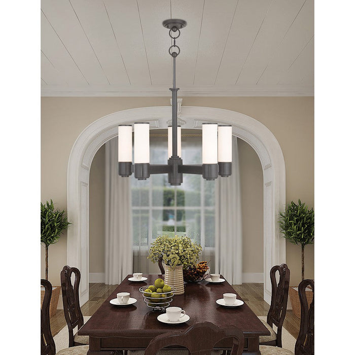 Livex Weston 5 Light Dinette Chandelier, English Bronze/Opal - 52105-92