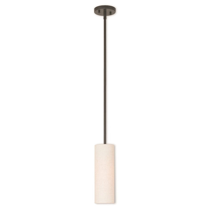 Livex Meridian 1 Light Mini Pendant, Bronze/Oatmeal Color Hardback - 52130-92