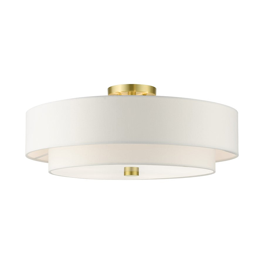 Livex Meridian 5 Light Semi Flush Mount, Brass - 52140-12