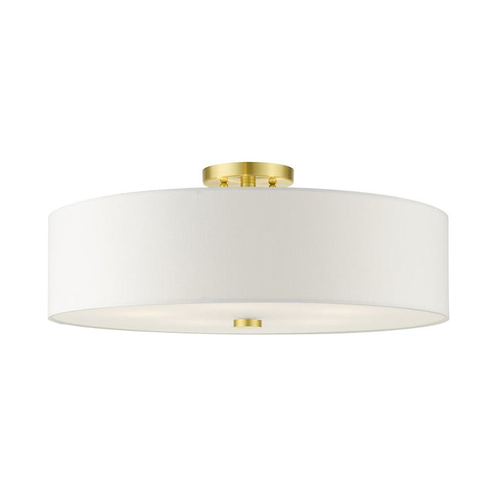 Livex Meridian 5 Light Semi Flush Mount, Satin Brass - 52142-12