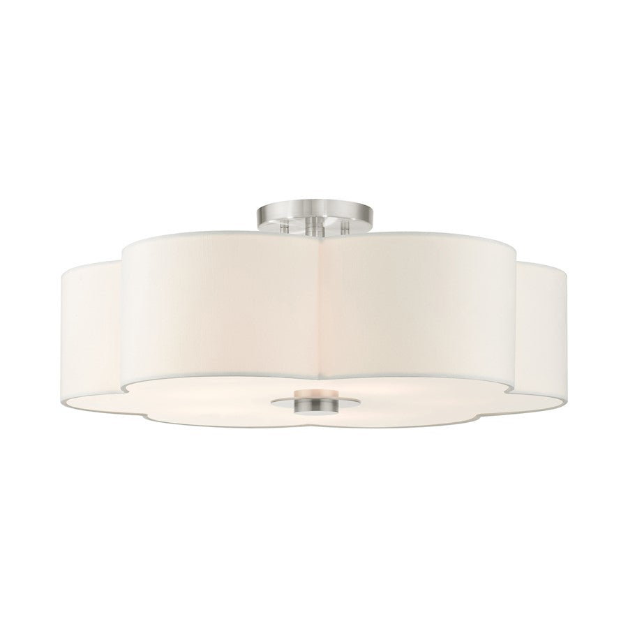 Livex Chelsea 5 Light Semi Flush Mount, Brushed Nickel - 52158-91